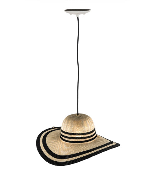 Meyda Lighting Castiliolite Cappelli 18" White Pendant Light With Beige & Black Hat Shade