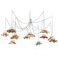 Meyda Lighting Castiliolite Cappelli 36-450" 12-Light White Pendant Light With Multi-Colored Straw Hat Shade