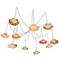 Meyda Lighting Castiliolite Cappelli 36-450" 12-Light White Pendant Light With Multi-Colored Straw Hat Shade