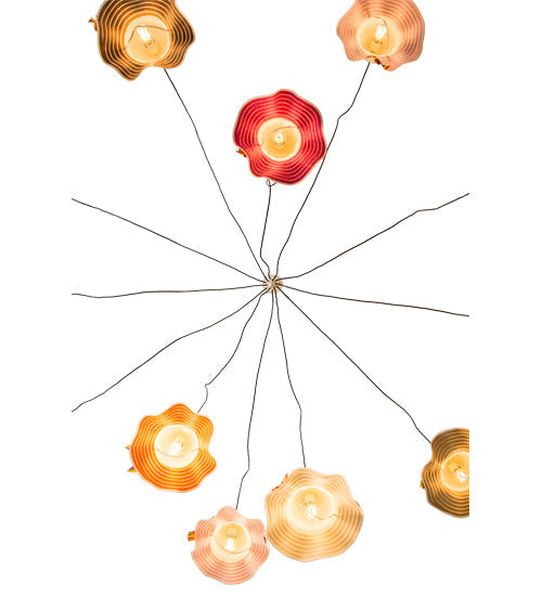 Meyda Lighting Castiliolite Cappelli 36-450" 12-Light White Pendant Light With Multi-Colored Straw Hat Shade