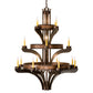 Meyda Lighting Castilla 48" 17-Light 3-Tier Mahogany Bronze Chandelier With Amber Faux Candlelight