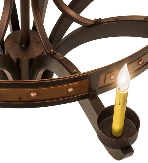 Meyda Lighting Castilla 48" 17-Light 3-Tier Mahogany Bronze Chandelier With Amber Faux Candlelight