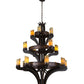 Meyda Lighting Castilla 48" 17-Light 3-Tier Mahogany Bronze Chandelier With Green & Brown Jadestone Shade