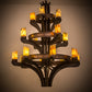 Meyda Lighting Castilla 48" 17-Light 3-Tier Mahogany Bronze Chandelier With Green & Brown Jadestone Shade