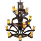 Meyda Lighting Castilla 48" 17-Light 3-Tier Mahogany Bronze Chandelier With Green & Brown Jadestone Shade