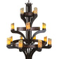 Meyda Lighting Castilla 48" 17-Light 3-Tier Mahogany Bronze Chandelier With Green & Brown Jadestone Shade