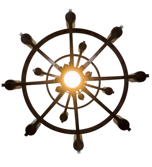 Meyda Lighting Castilla 48" 17-Light 3-Tier Mahogany Bronze Chandelier With Green & Brown Jadestone Shade