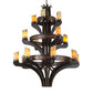 Meyda Lighting Castilla 48" 17-Light 3-Tier Mahogany Bronze Chandelier With Green & Brown Jadestone Shade