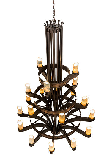 Meyda Lighting Castilla 62" 21-Light 3-Tier Mahogany Bronze Chandelier With Natural Jadestone Cylindres Shade
