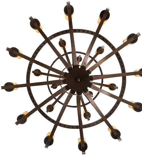Meyda Lighting Castilla 62" 21-Light 3-Tier Mahogany Bronze Chandelier With Natural Jadestone Cylindres Shade