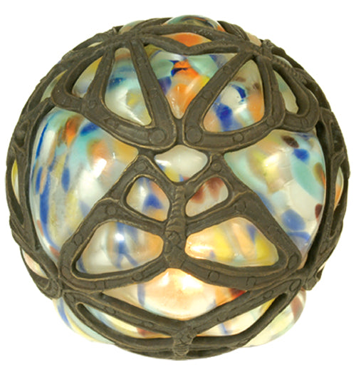 Meyda Lighting Castle 6" Antique Frame With Multi-Colored Butterfly Orb Shade Glass