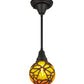 Meyda Lighting Castle 6" Craftsman Brown Butterfly Orb Mini Pendant Light With Amber Shade Glass