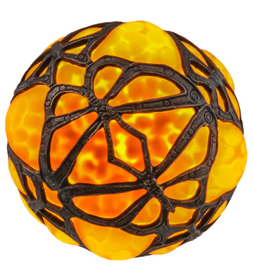 Meyda Lighting Castle 6" Craftsman Brown Butterfly Orb Mini Pendant Light With Amber Shade Glass