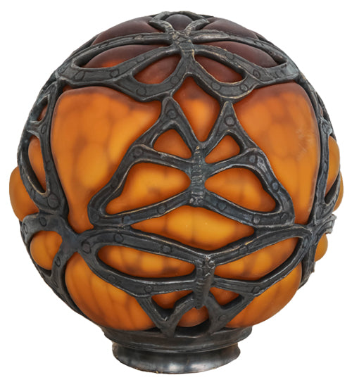 Meyda Lighting Castle 6" Craftsman Brown Frame Butterfly Orb With Amber Shade Glass
