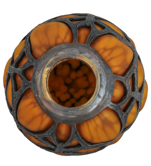 Meyda Lighting Castle 6" Craftsman Brown Frame Butterfly Orb With Amber Shade Glass