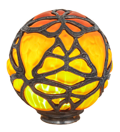 Meyda Lighting Castle 6" Craftsman Brown Frame Butterfly Orb With Amber Shade Glass