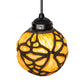 Meyda Lighting Castle 6" Dark Bronze Butterfly Orb Mini Pendant Light With Amber Shade Glass
