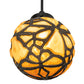 Meyda Lighting Castle 6" Dark Bronze Butterfly Orb Mini Pendant Light With Amber Shade Glass