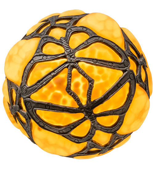 Meyda Lighting Castle 6" Dark Bronze Butterfly Orb Mini Pendant Light With Amber Shade Glass