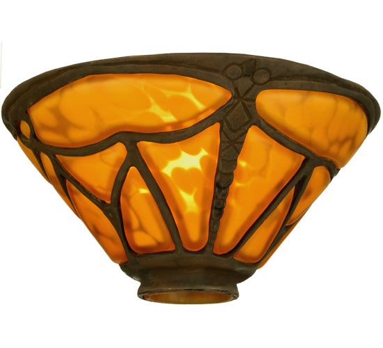 Meyda Lighting Castle 7" Dragonfly Mahogany Bronze Frame With Amber Shade Glass