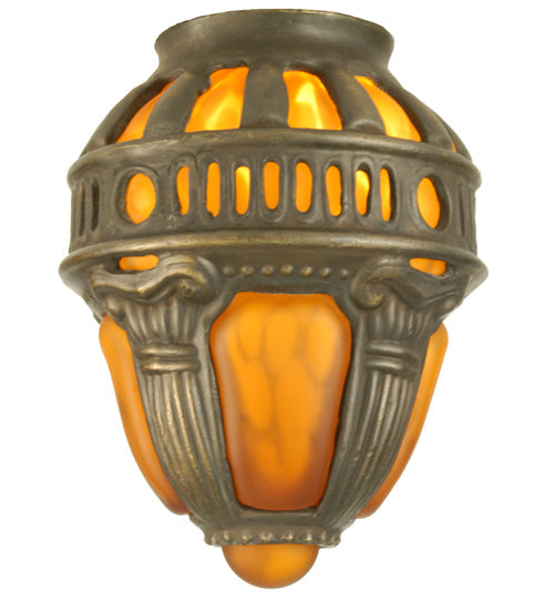Meyda Lighting Castle Crown 5" Mahogany Bronze Frame With Amber Shade Glass