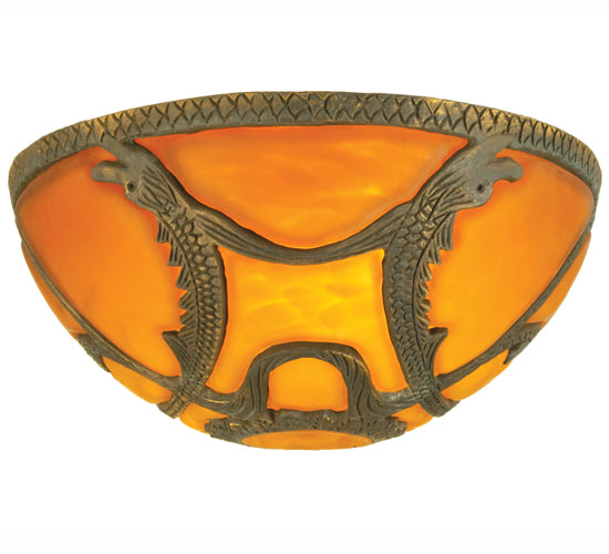Meyda Lighting Castle Dome 10" Antique Frame With Amber Shade Glass