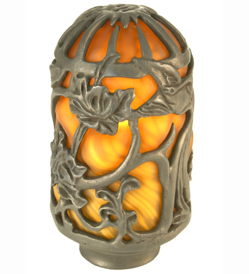 Meyda Lighting Castle Floral 3" Mahogany Bronze Frame With Amber Lantern Shade Glass