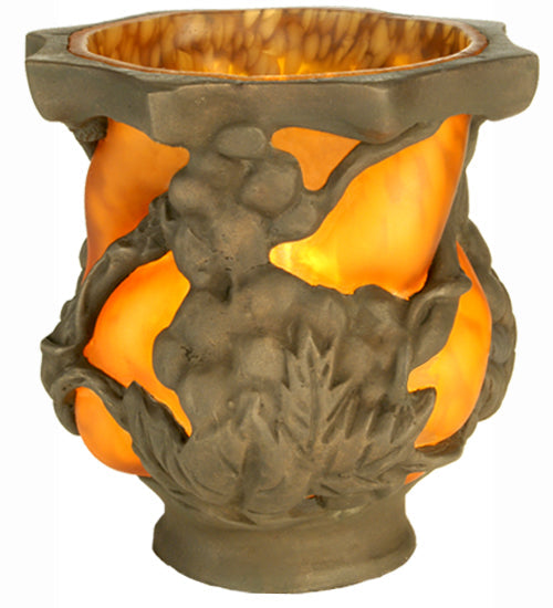 Meyda Lighting Castle Grape 4" Mahogany Bronze Frame With Amber Shade Glass