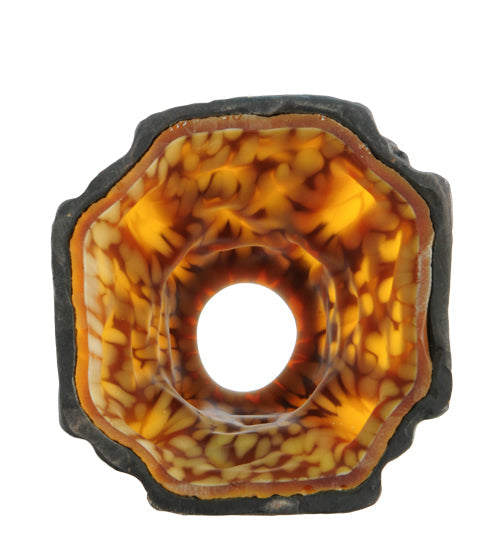 Meyda Lighting Castle Ivy 4" Mahogany Bronze With Amber Lantern Shade Glass