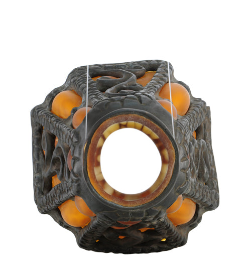 Meyda Lighting Castle Ivy 4" Mahogany Bronze With Amber Lantern Shade Glass