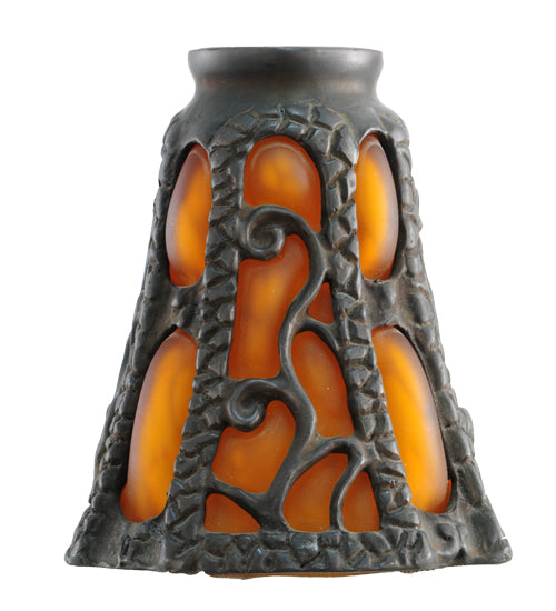 Meyda Lighting Castle Ivy 4" Mahogany Bronze With Amber Lantern Shade Glass