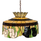 Meyda Lighting Cat 20" 3-Light Mahogany Bronze Pendant Light With Multi-Colored Shade Glass