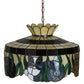 Meyda Lighting Cat 20" 3-Light Mahogany Bronze Pendant Light With Multi-Colored Shade Glass