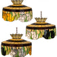 Meyda Lighting Cat 20" 3-Light Mahogany Bronze Pendant Light With Multi-Colored Shade Glass