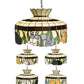 Meyda Lighting Cat 20" 3-Light Mahogany Bronze Pendant Light With Multi-Colored Shade Glass