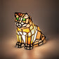 Meyda Lighting Cat 7" Table Lamp With Amber & White Shade Glass