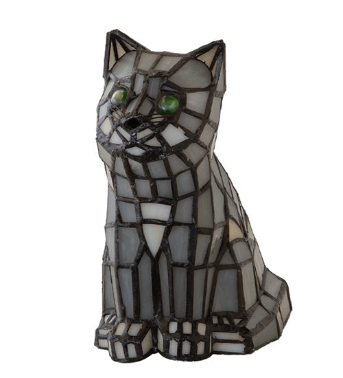 Meyda Lighting Cat 7" Table Lamp With White & Black Shade Glass