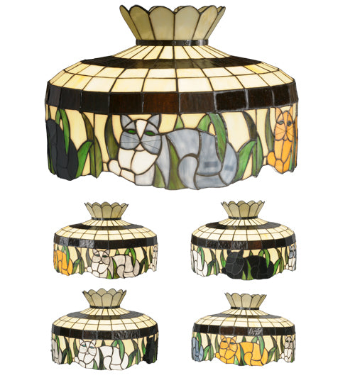 Meyda Lighting Cat 78062 20" Multi-Colored Shade Glass