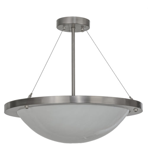Meyda Lighting Catalina 20" 4-Light Brushed Nickel Semi-flush Mount Light With Opaque White Art Shade Glass