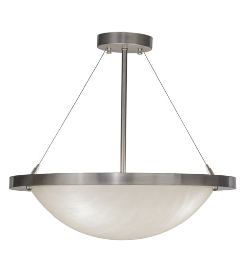 Meyda Lighting Catalina 20" 4-Light Brushed Nickel Semi-flush Mount Light With Opaque White Art Shade Glass