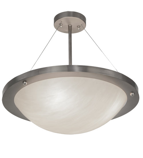 Meyda Lighting Catalina 20" 4-Light Brushed Nickel Semi-flush Mount Light With Opaque White Art Shade Glass