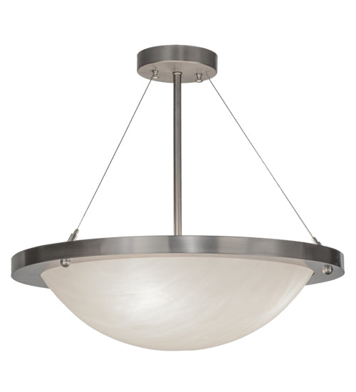 Meyda Lighting Catalina 20" 4-Light Brushed Nickel Semi-flush Mount Light With Opaque White Art Shade Glass