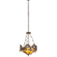 Meyda Lighting Catch of the Day 18" 2-Light Antique Copper Inverted Pendant Light With Amber Mica Shade Glass
