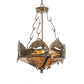 Meyda Lighting Catch of the Day 18" 2-Light Antique Copper Inverted Pendant Light With Amber Mica Shade Glass