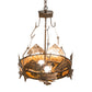 Meyda Lighting Catch of the Day 18" 2-Light Antique Copper Inverted Pendant Light With Amber Mica Shade Glass
