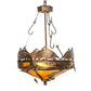 Meyda Lighting Catch of the Day 18" 2-Light Antique Copper Inverted Pendant Light With Amber Mica Shade Glass