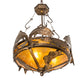 Meyda Lighting Catch of the Day 18" 2-Light Antique Copper Inverted Pendant Light With Amber Mica Shade Glass