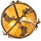 Meyda Lighting Catch of the Day 18" 2-Light Antique Copper Inverted Pendant Light With Amber Mica Shade Glass