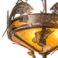 Meyda Lighting Catch of the Day 18" 2-Light Antique Copper Inverted Pendant Light With Amber Mica Shade Glass
