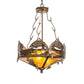 Meyda Lighting Catch of the Day 18" 2-Light Antique Copper Inverted Pendant Light With Amber Mica Shade Glass